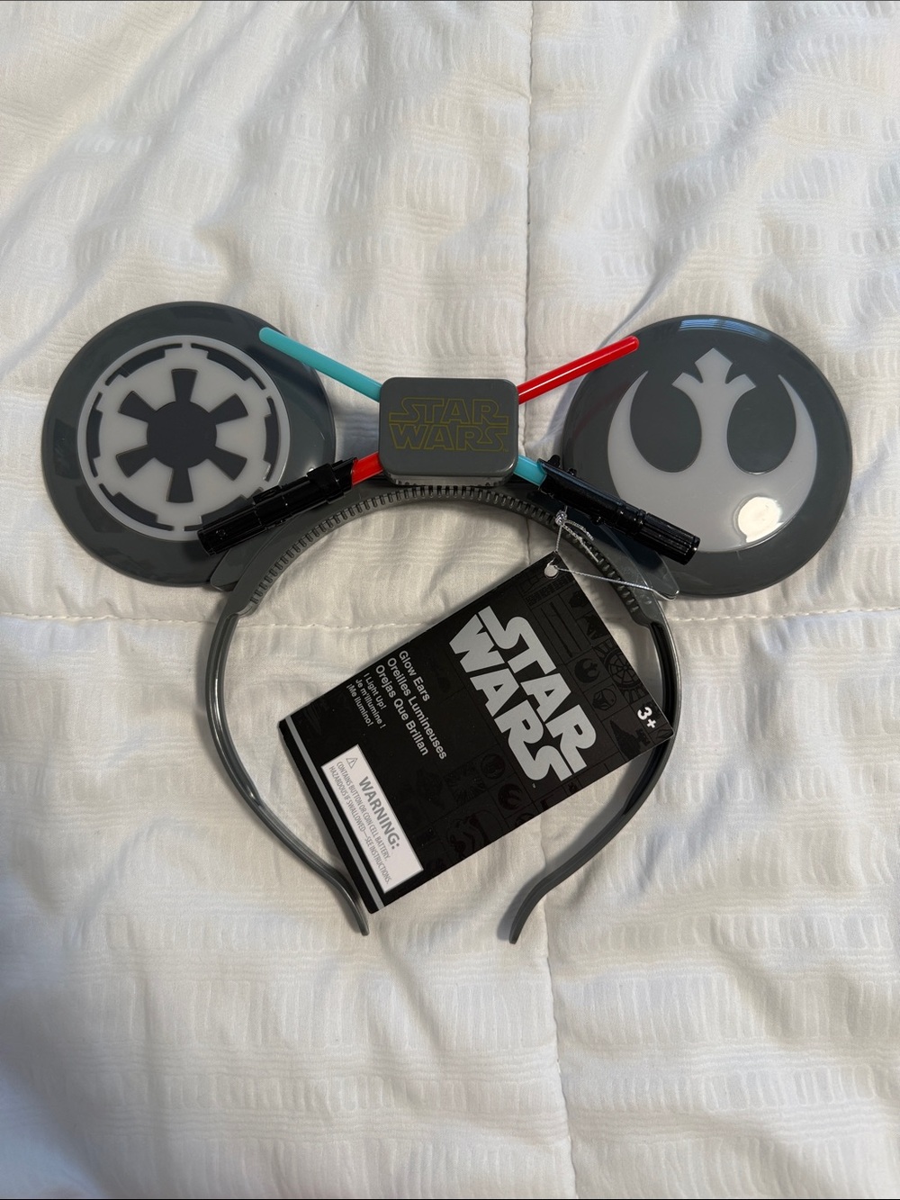 Star Wars Kids Headband with Rebel & Empire Ears and Red/Blue Lightsabers